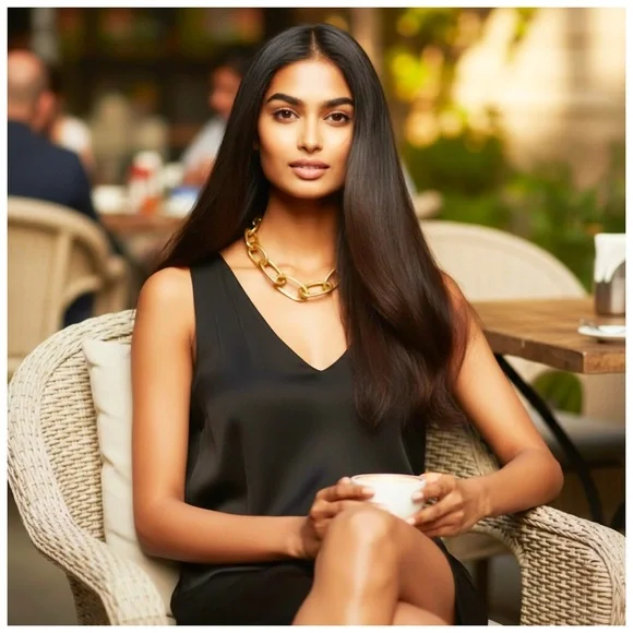 Women’s Elegant Gold Link ‘Chunky’ Necklace. 39” - Picture 4 of 12